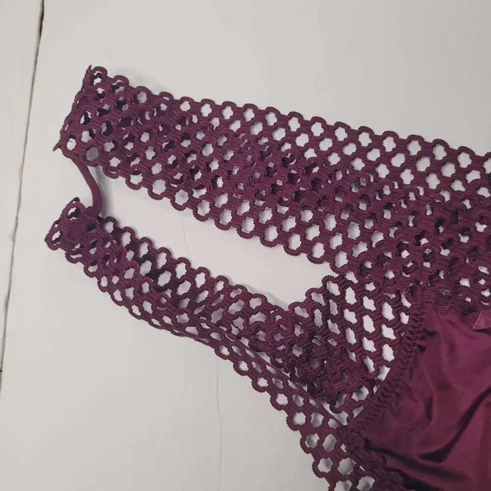 Victoria's Secret Maroon Strappy Honeycomb Cheeky Panties XL